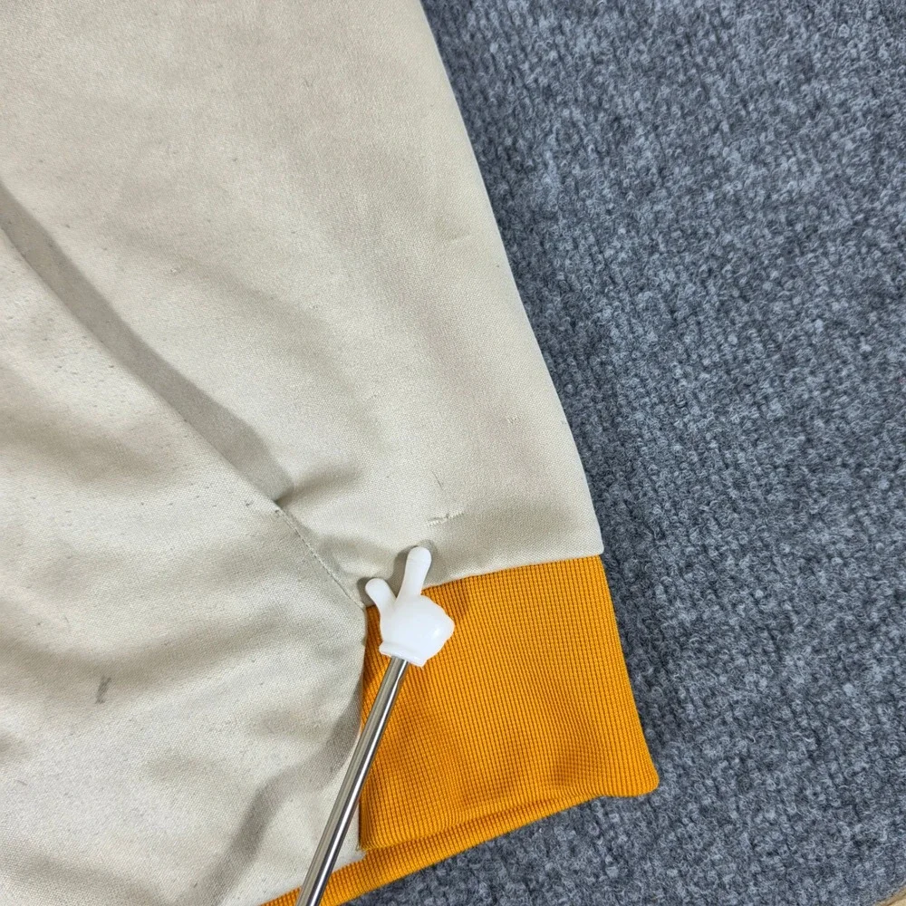 Y2K Nike Mens Track Jacket XL Beige Orange Colorblock Full Zip Mock Neck Flaw